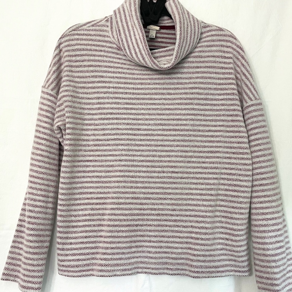 Pink and Cream Striped Turtleneck